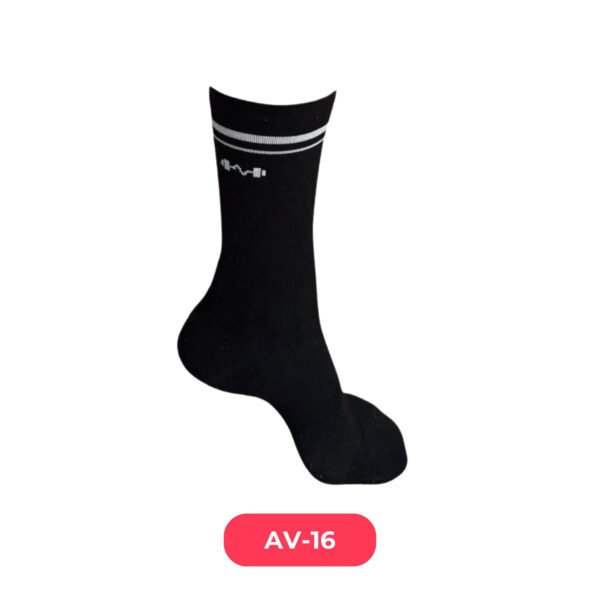 Medias Pantorillas negra con doble raya y logo